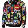 Marvel Chalk Line Heroes Heads Fanimation Black And White Full-Snap Satin Varsity Jacket
