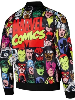 Marvel Chalk Line Heroes Heads Fanimation Satin Jacket