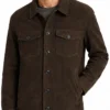 Men's Dark Brown Suede Shirt Style Jacket