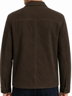 Men's Dark Brown Suede Shirt Style Jacket Back