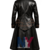 Men's Halloween Black Leather Long Trench Costume Coat