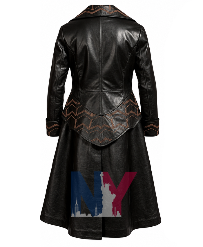 Men's Halloween Black Leather Long Trench Costume Coat