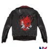 Men’s Halloween Cyberpunk 2077 Samurai Black Leather Cosplay Jacket back view