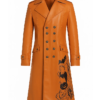Men’s Halloween Pumpkin Leather Long Coat