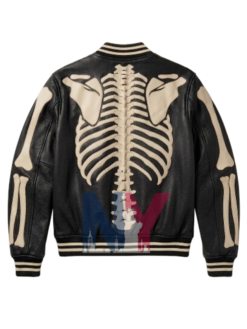 Men's Halloween Skeleton Leather Bomber Biker Jacket