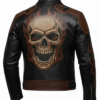 Men's Halloween Skull Flame Logo Leather Jacket
