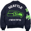 Men's Seattle Seahawks New Era x Alpha Industries Navy MA-1 Bomber Jacket