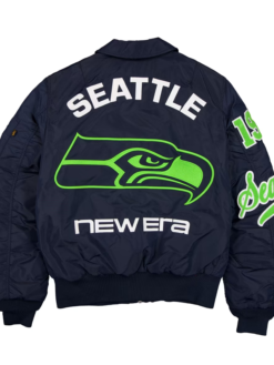 Men's Seattle Seahawks New Era x Alpha Industries Navy MA-1 Bomber Jacket