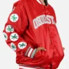 Mens Starter Ohio State Buckeyes Red Satin Bomber Jacket