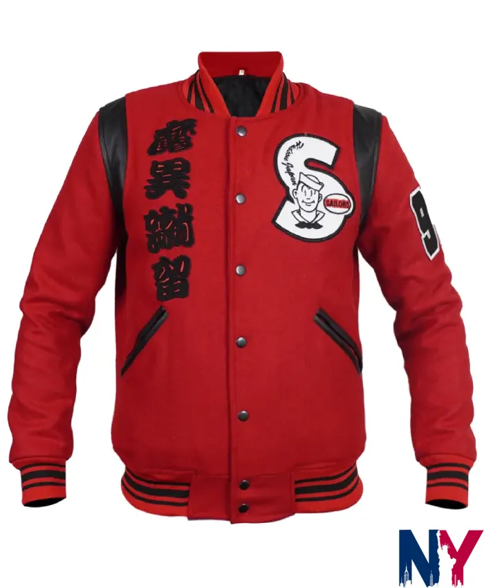 Michael Jackson Sailors 92 Red Varsity Jacket