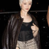 Milan-Fashion-Week-2026-Pom-Klementieff-Brown-Leather-Bomber-Jacket