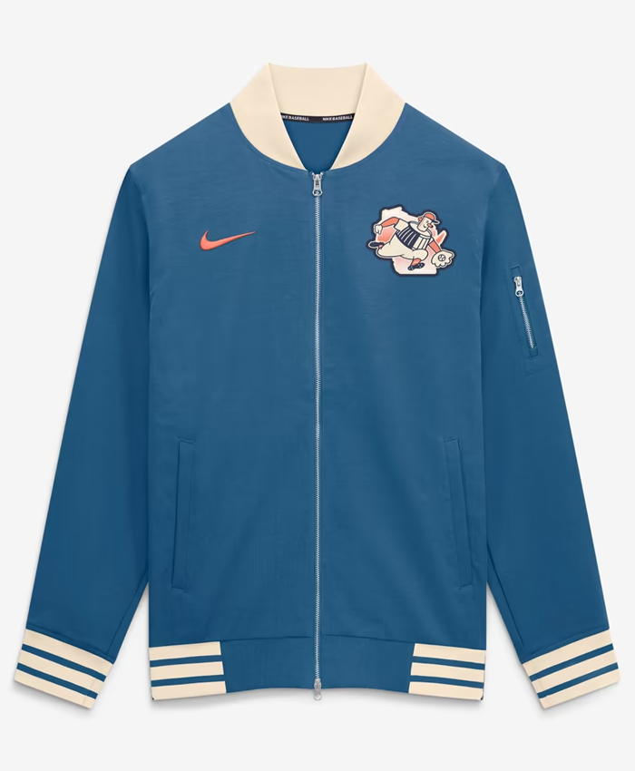 Milwaukee Brewers Nike City Connect Relaxed Full Zip Blue Bomber Jacket