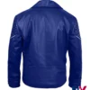 Movie Descendants 2 King Ben Mitchell Hope Blue Biker Leather Jacket back view