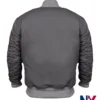 Movie The Batman 2022 Bruce Wayne Drifter Grey Bomber Cotton Jacket back view