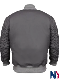 Movie The Batman 2022 Bruce Wayne Drifter Grey Bomber Cotton Jacket back view