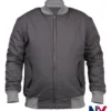 Movie The Batman 2022 Bruce Wayne Drifter Grey Cotton Bomber Jacket front view