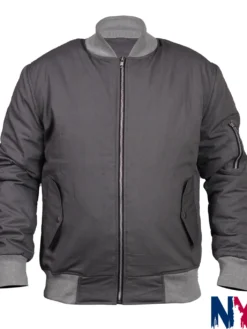 Movie The Batman 2022 Bruce Wayne Drifter Grey Cotton Bomber Jacket front view