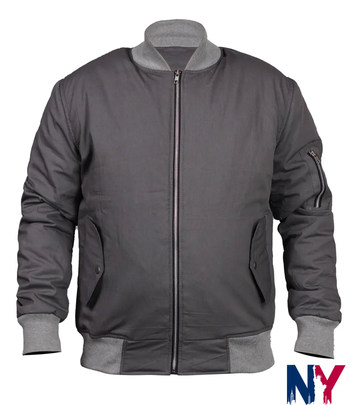 Movie The Batman 2022 Bruce Wayne Drifter Grey Cotton Bomber Jacket front view