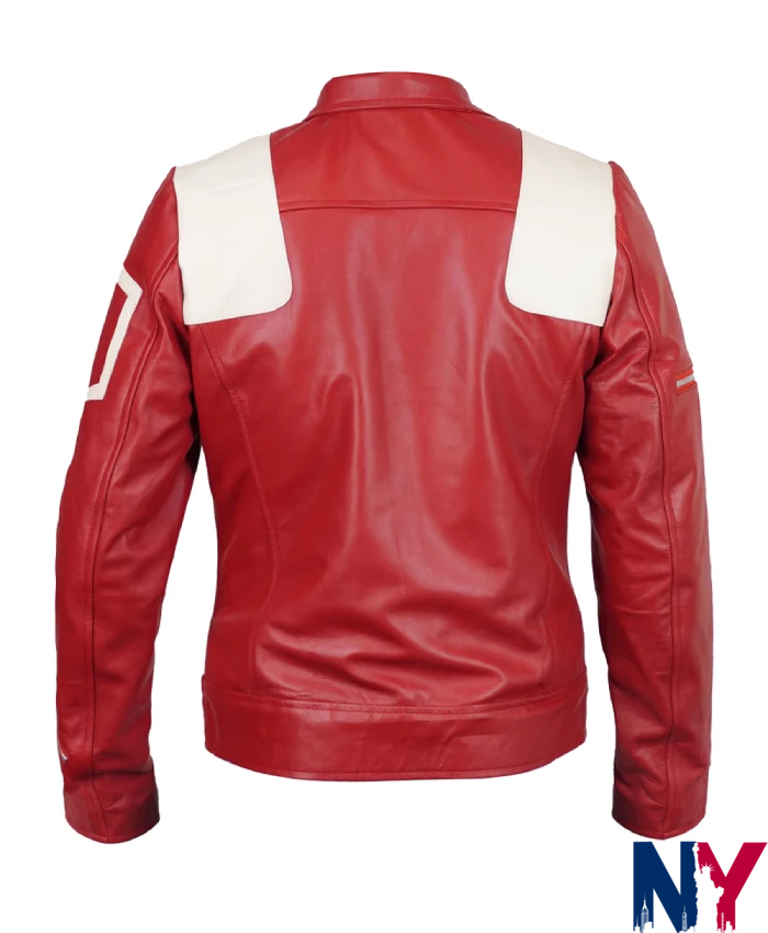 My Fault London 2025 Asha Banks Red Leather Jacket Back