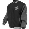 NBA All-Star FISLL 2025 All-Star Game Black And Grey Full-Snap Wool Varsity Jacket front view