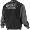 NBA All-Star FISLL All-Star Game 2025 Black And Grey Full-Snap Wool Varsity Jacket back view