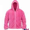 NBA Basketball Player Shai Gilgeous-Alexander Shearling Fur Pink Hooded Jacket front view