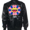 NBA Los Angeles Lakers Takashi Murakami x ComplexCon Mitchell & Ness Black Satin Varsity Jacket back view