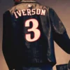 NBA Philadelphia 76ers The King and The Answer Iverson 3 Custom Black Leather Jacket back view
