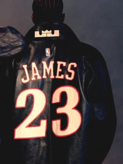 NBA Philadelphia 76ers The King and The Answer James 23 Custom Black Leather Jacket back view