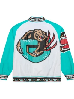 NBA Vancouver Grizzlies Mitchell & Ness White 1995 Warm Up Varsity Jacket back view