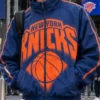 NBC Saturday Night Live Season 52 KATSEYE NBA New York Knicks Blue Polyester Track Jacket front view