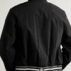NFL Atlanta Falcons Bijan Robinson Amiri Distressed-Logo Shrunken Cotton Black Bomber Jacket back view