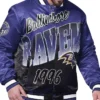 NFL Baltimore Ravens Starter Purple Pass Rush Satin Full-Snap Varsity Jacket front view