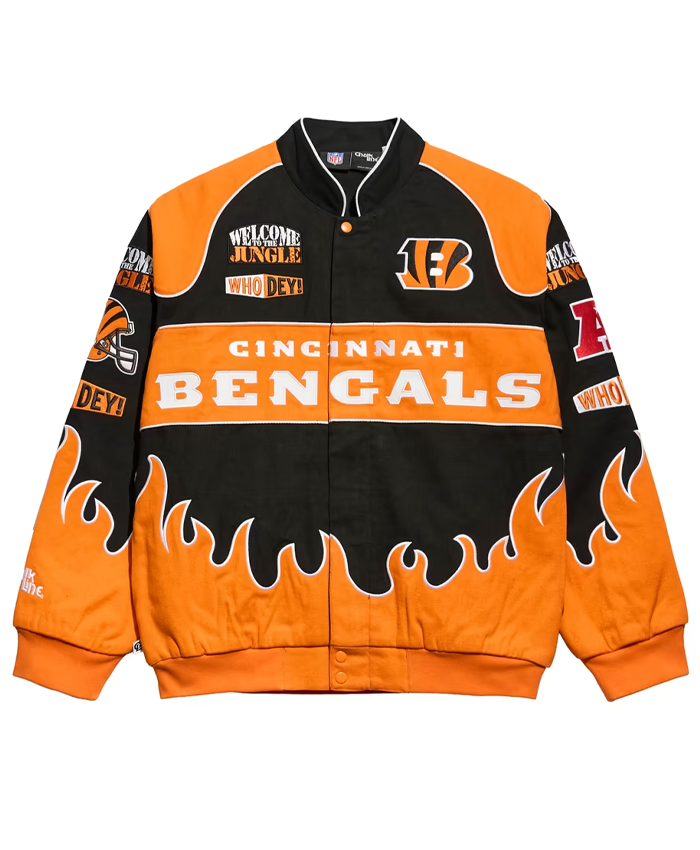 NFL Cincinnati Bengals Chalk Line Black Premium Full-Snap Cotton Racing Jacket