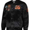 NFL Cincinnati Bengals Starter Black Full-Snap Exclusive Satin Varsity Jacket front view