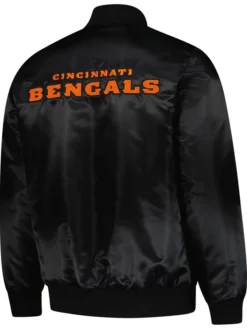 NFL Cincinnati Bengals Starter Exclusive Black Full-Snap Satin Varsity Jacket back view