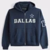 NFL Dallas Cowboys Abercrombie & Fitch Navy Blue Fleece Zip Hooded Jacket front view