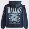 NFL Dallas Cowboys Abercrombie & Fitch Navy Hooded Blue Fleece Zip Jacket back view