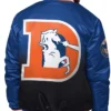 NFL Denver Broncos Starter Blue Pass Rush Full-Snap Satin Varsity Jacket back view