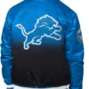 NFL Detroit Lions Starter Blue Pass Rush Full-Snap Satin Varsity Jacket back view