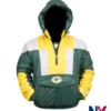 NFL Green Bay Packers Charger Green Polyester Half-Zip Pullover Hooded Jacket front view