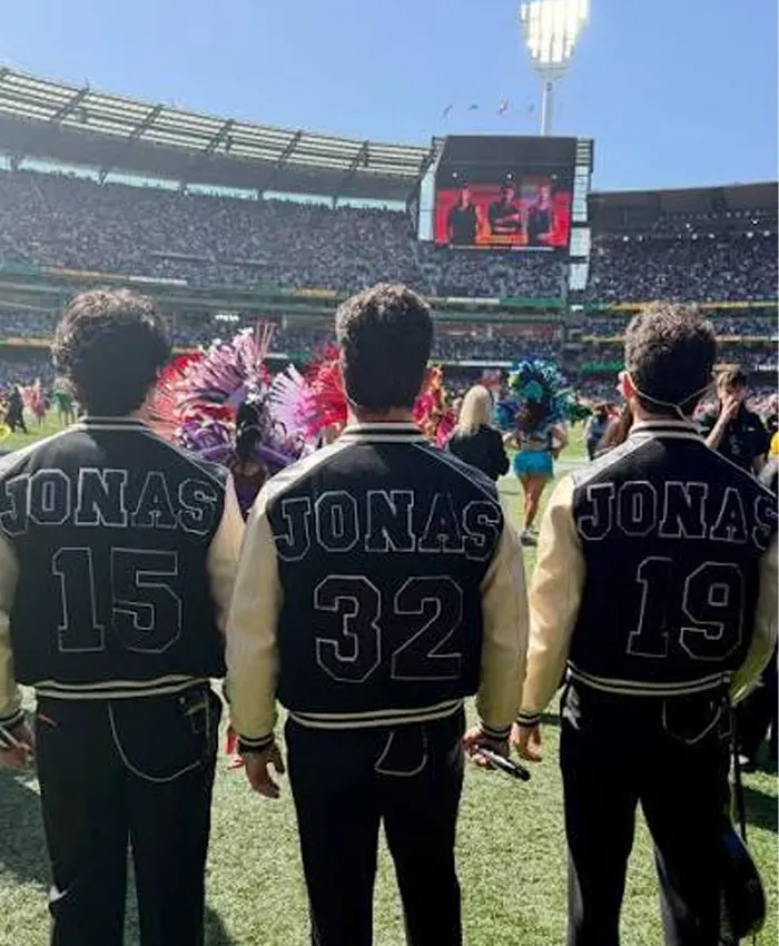 NFL Halftime Show Jonas Brothers Varsity Jacket Back