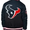 NFL Houston Texans Starter Pass Rush Full-Snap Black Satin Varsity Jacket front view