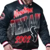 NFL Houston Texans Starter Pass Rush Full-Snap Black Satin Varsity Jacket front view
