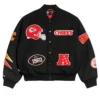 NFL Kansas City Chiefs Chalk Line Full-Snap Pennant Black Wool Varsity Jacket front view