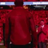 NFL Kansas City Chiefs Derrick Johnson Arrowhead Stadium Hall of Fame Red Leather Jacket back view