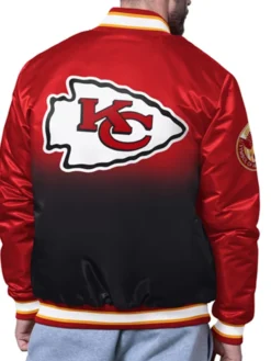 NFL Kansas City Chiefs Starter Red Pass Rush Full-Snap Satin Varsity Jacket back view