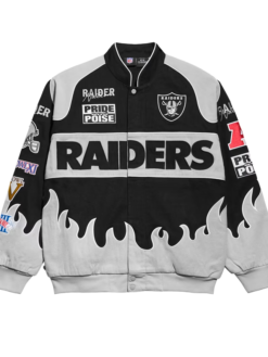 NFL Las Vegas Raiders Chalk Line Black Premium Full-Snap Cotton Racing Jacket