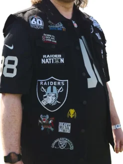 NFL Las Vegas Raiders Halloween Customized Black Cotton Patches Battle Vest front view