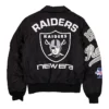 NFL Las Vegas Raiders New Era x Alpha Industries MA-1 Flight Satin Black Bomber Jacket back view